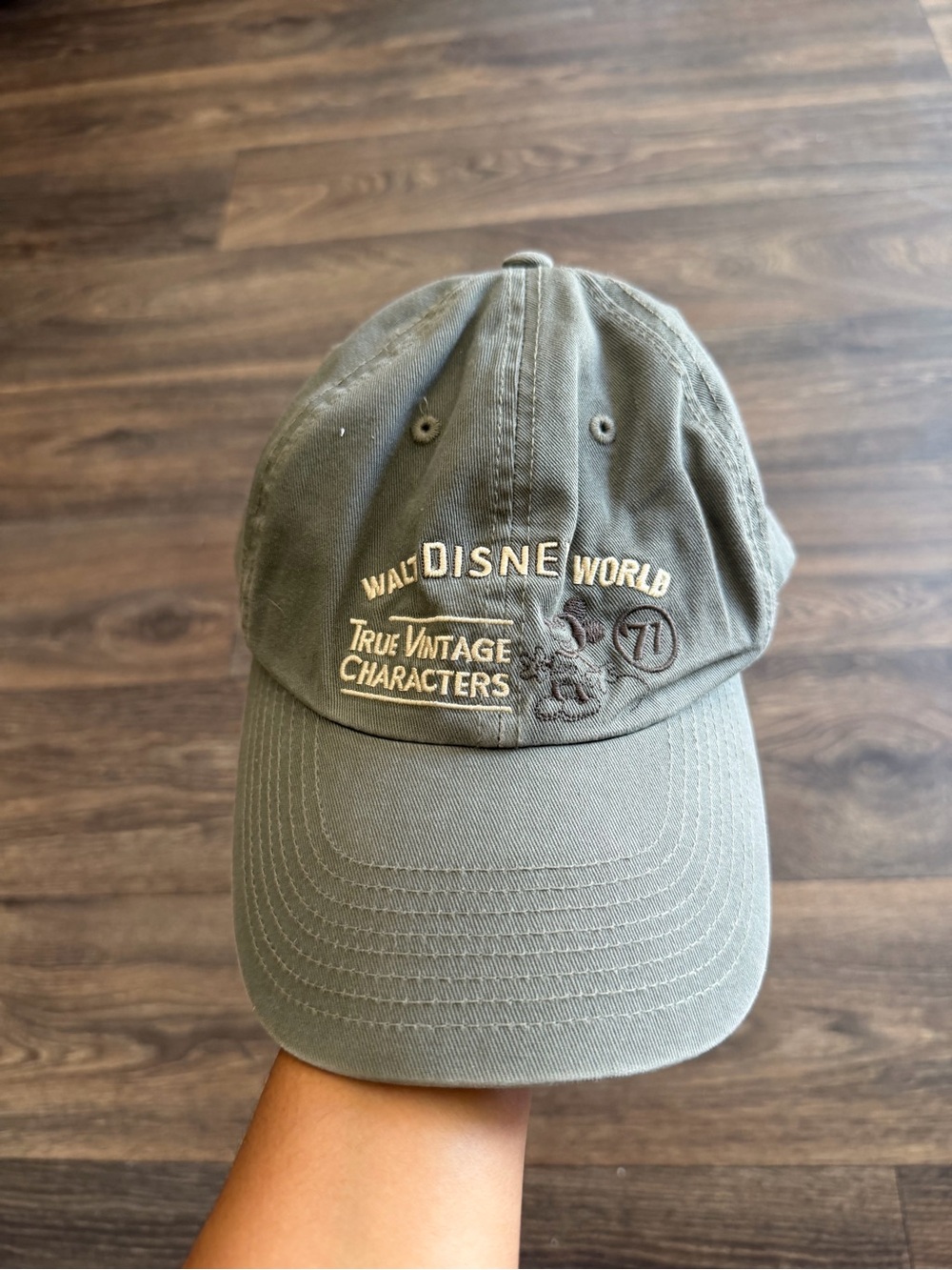 Disney Mens Hat Olive Green Walt Disney World True Vintage Characters